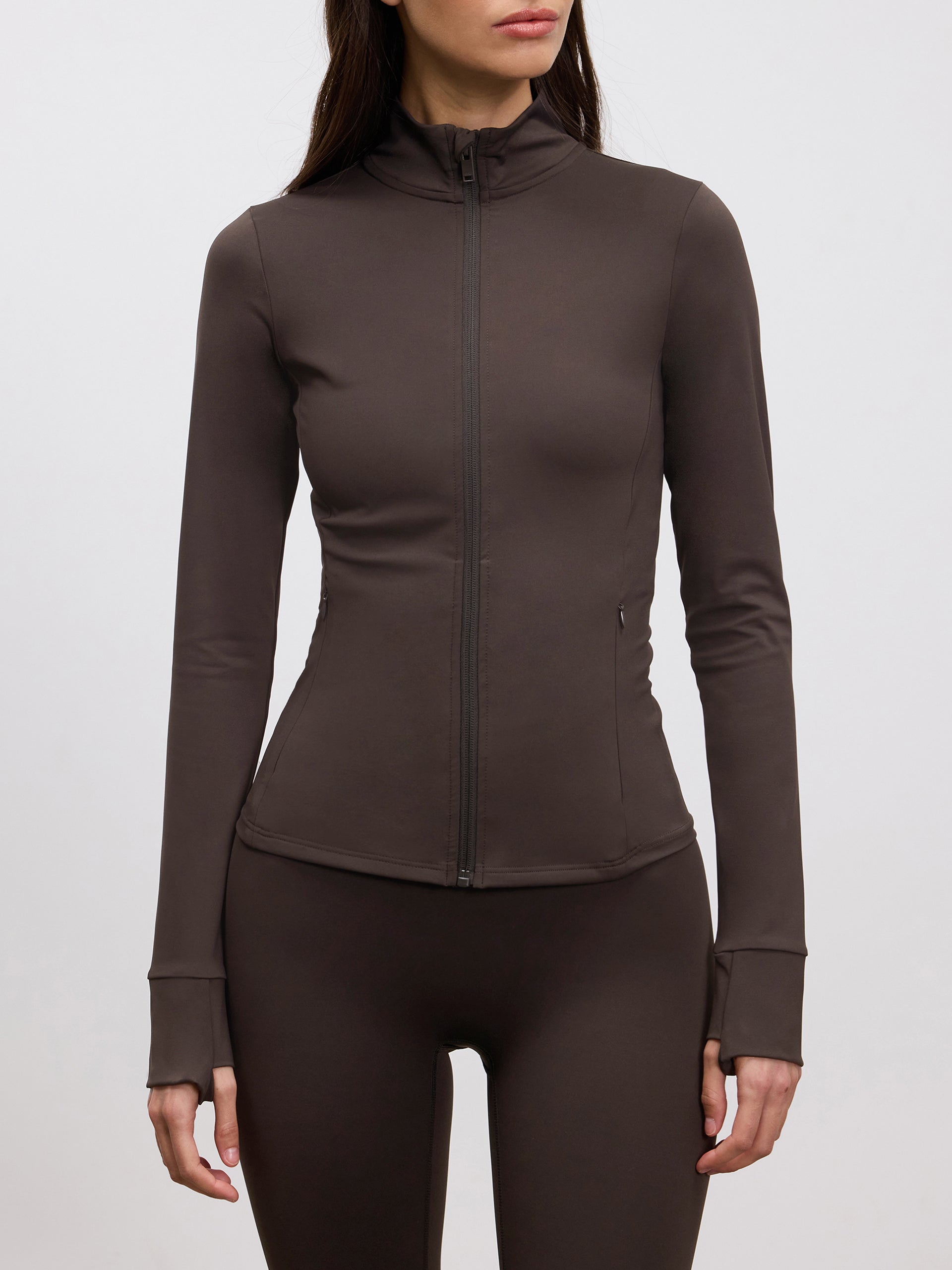 Womens Active Zip Through Jacket in Brown