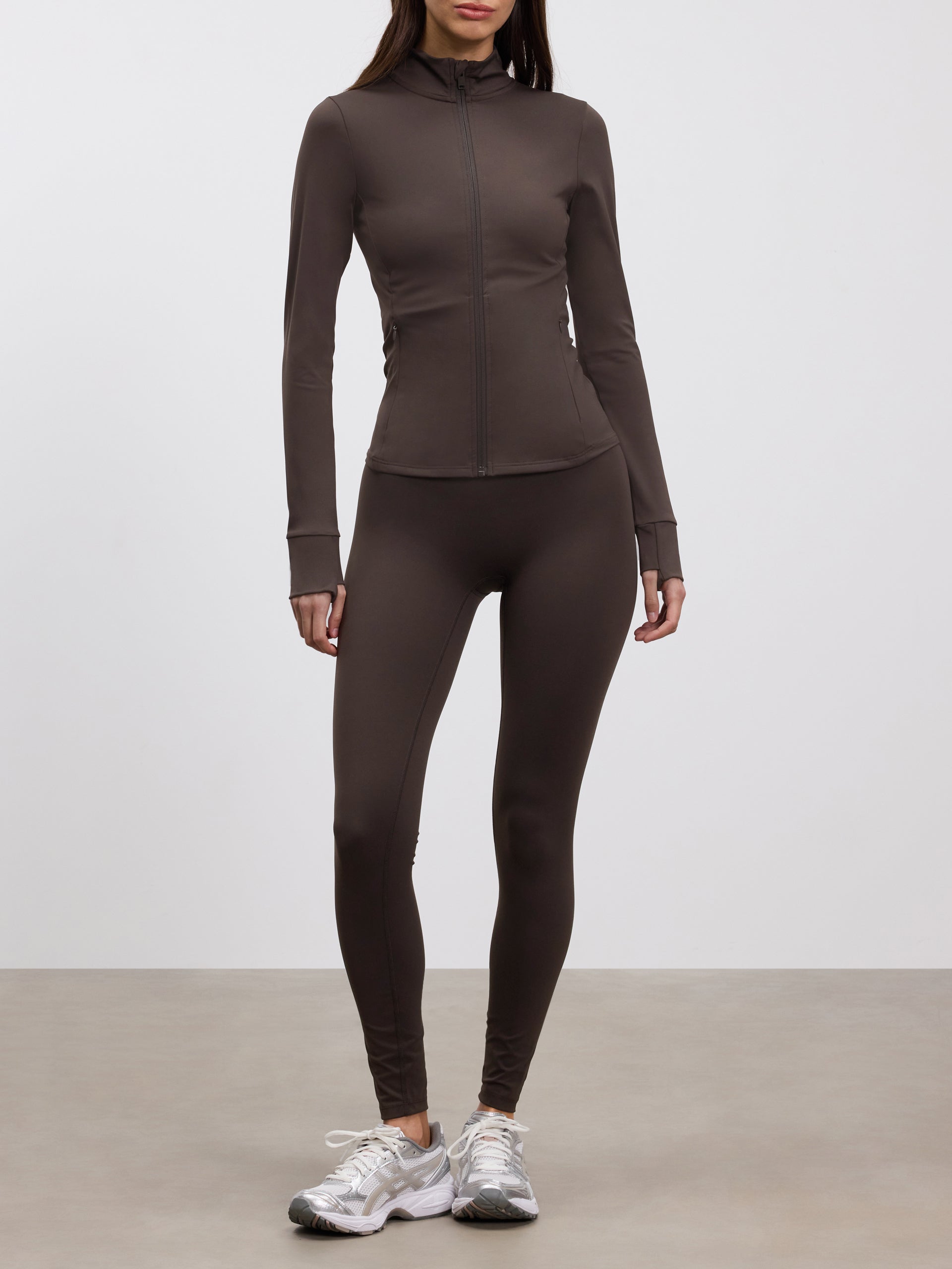 Womens Active Zip Through Jacket in Brown