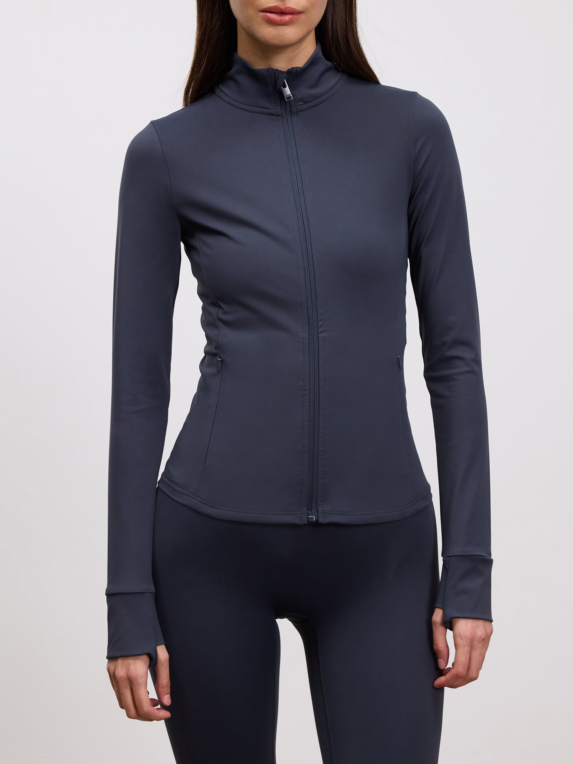 Womens Active Zip Through Jacket in Slate Blue