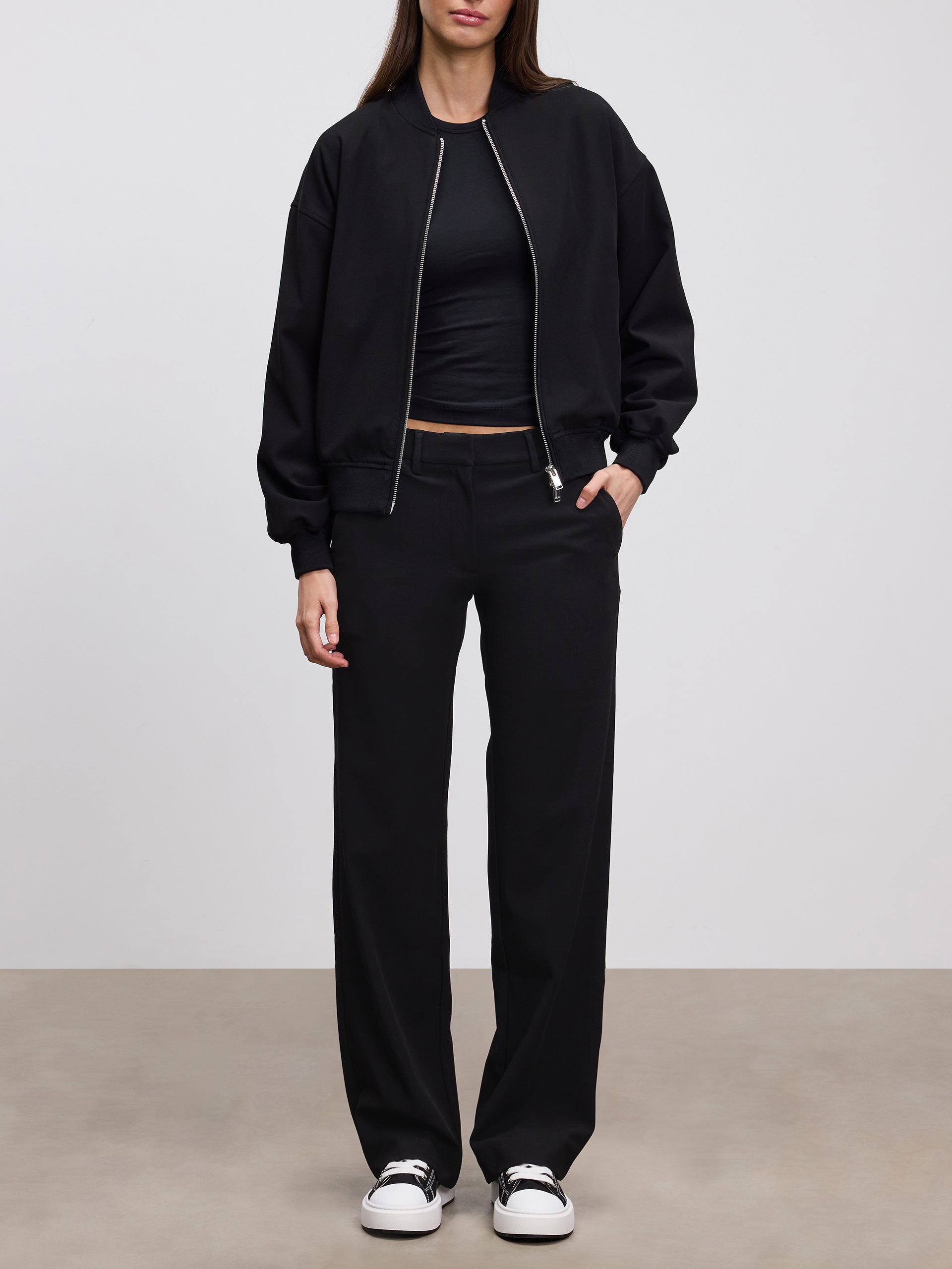 Womens Smart Bomber Jacket in Black