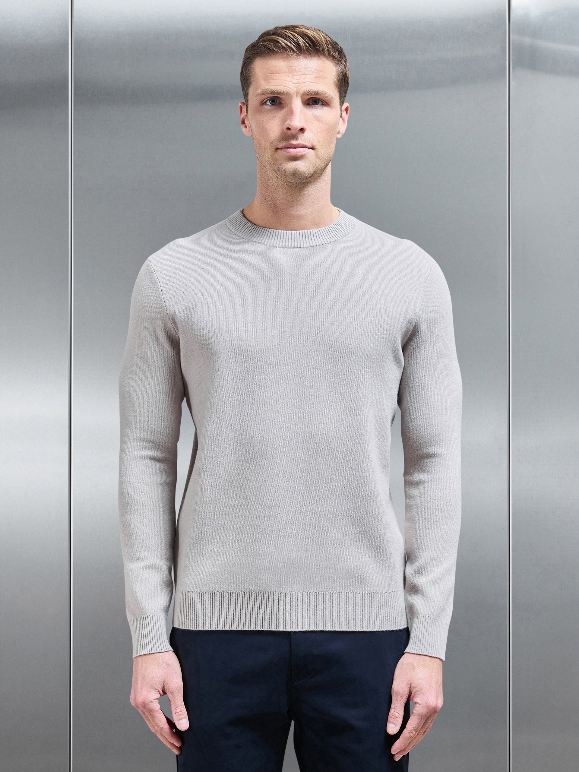 Chunky Knitted Sweatshirt in Stone