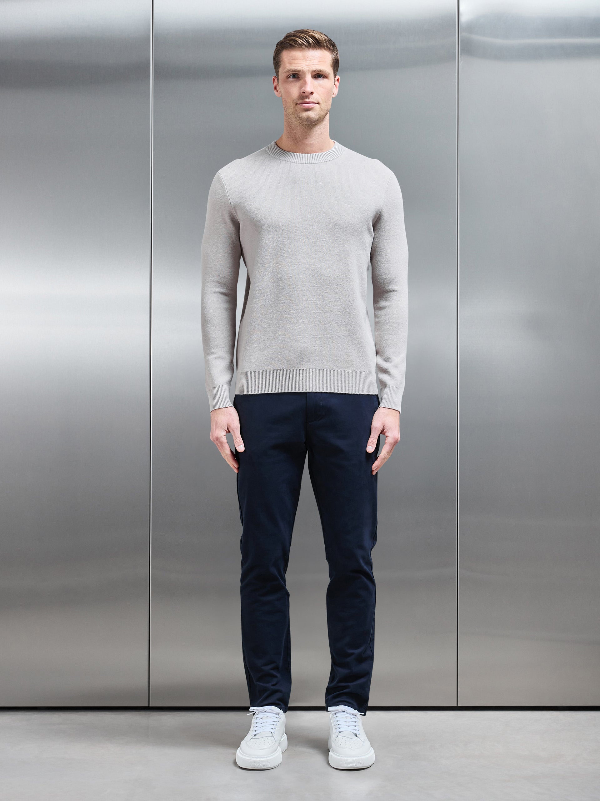 Chunky Knitted Sweatshirt in Stone