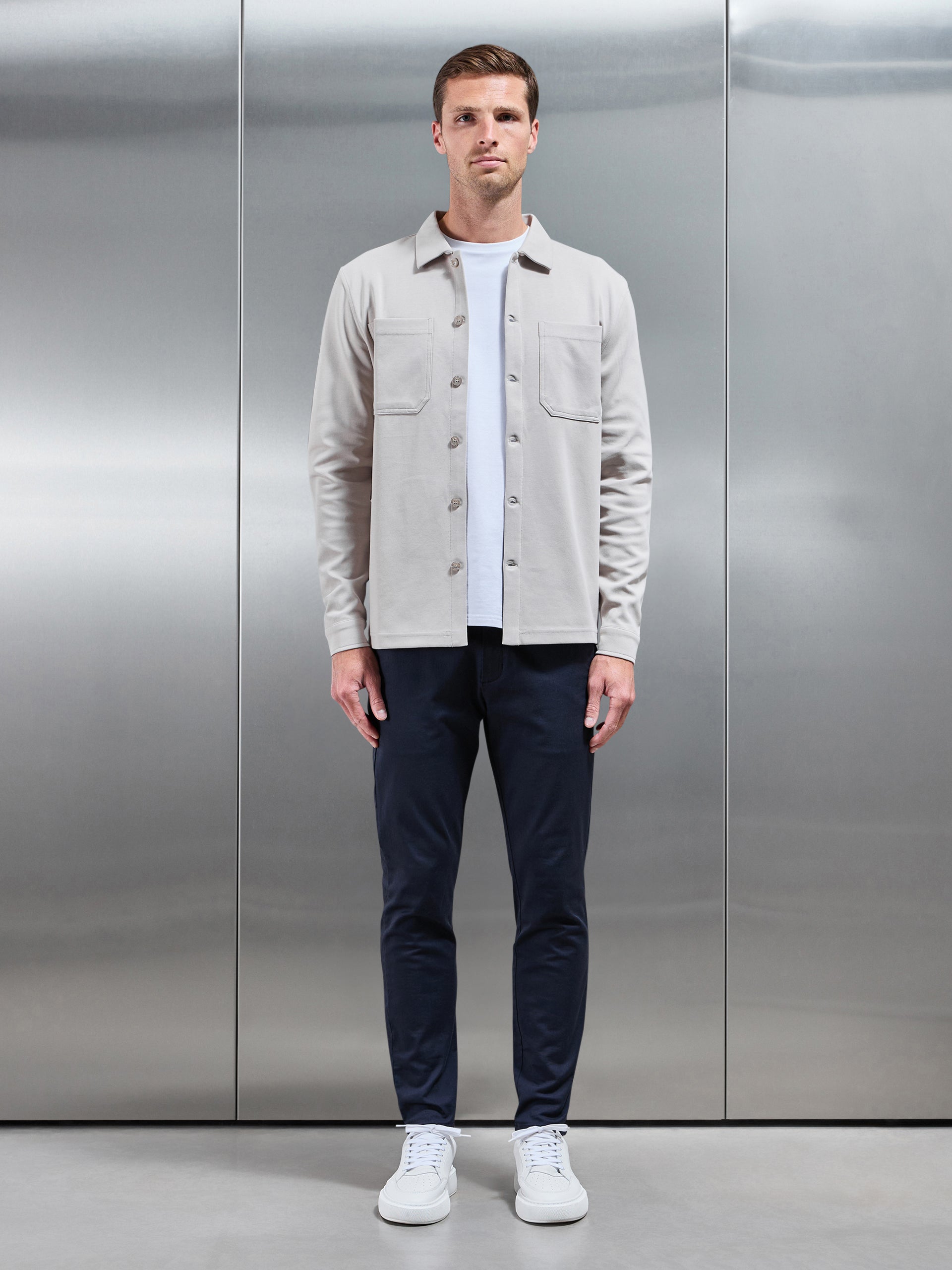 Cotton Jersey Overshirt in Stone