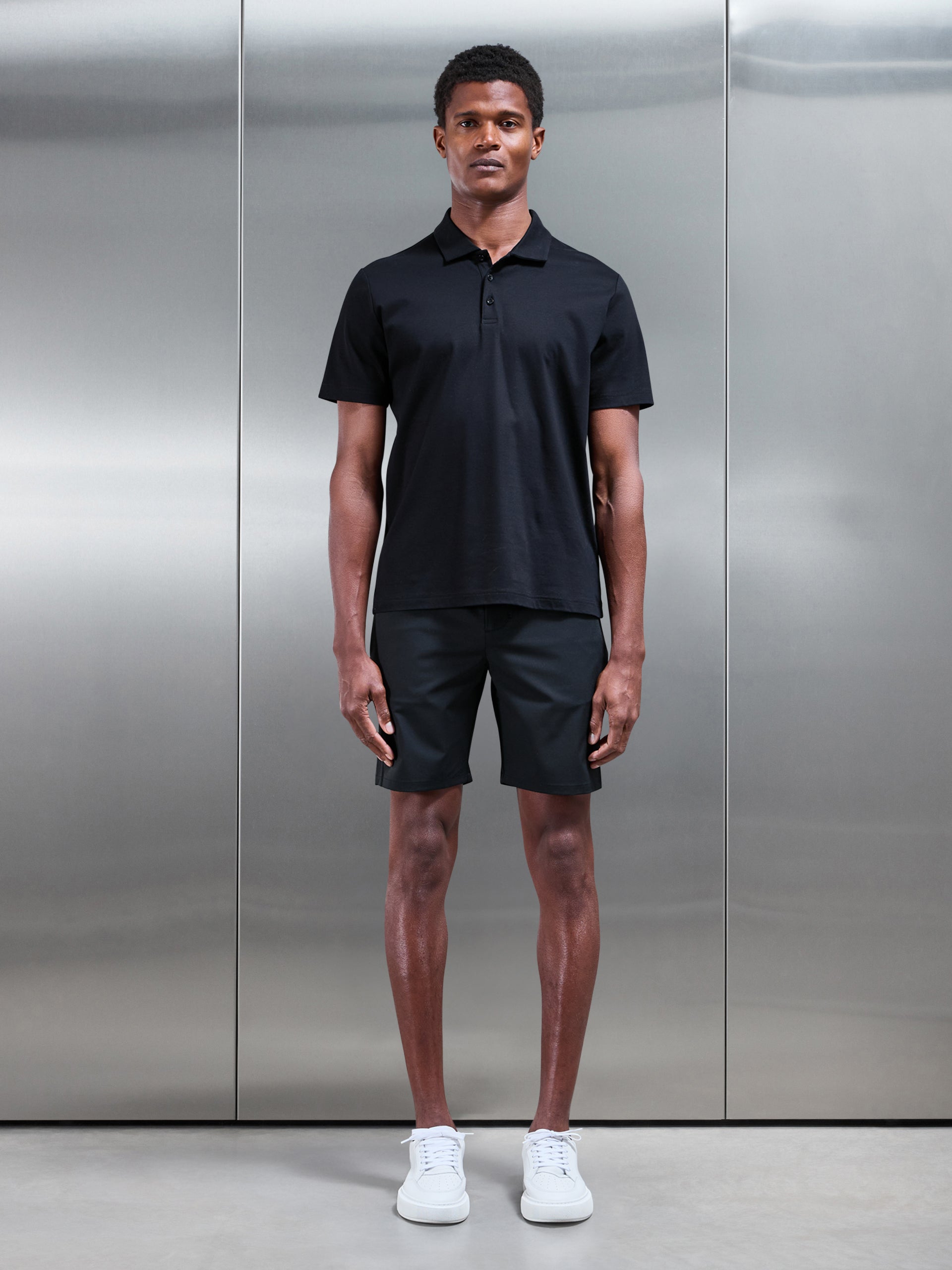 Crease Resistant Stretch Chino Short in Black