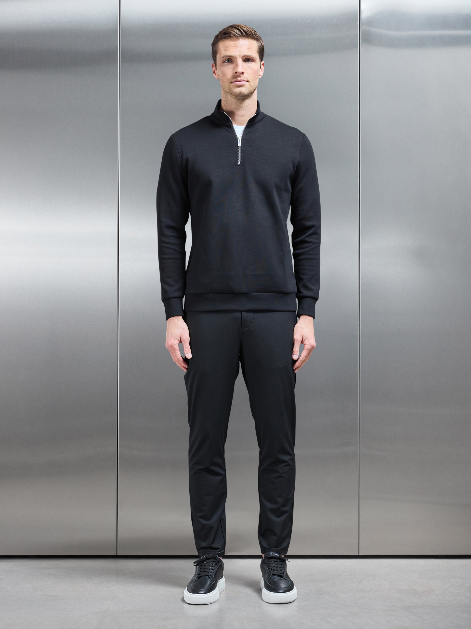 Crease Resistant Stretch Chino Trouser in Black
