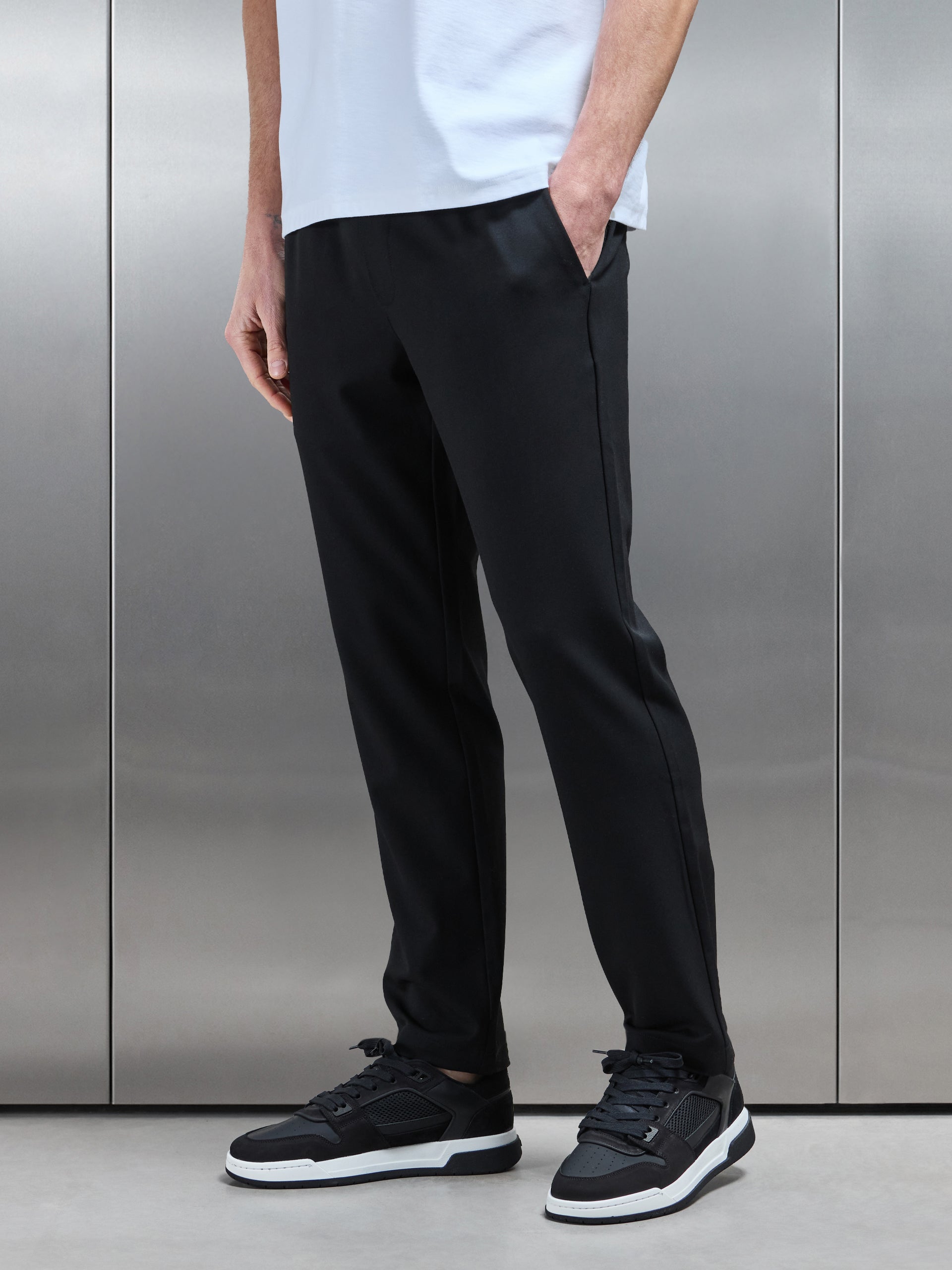 Essential Drawstring Relaxed Trouser in Black