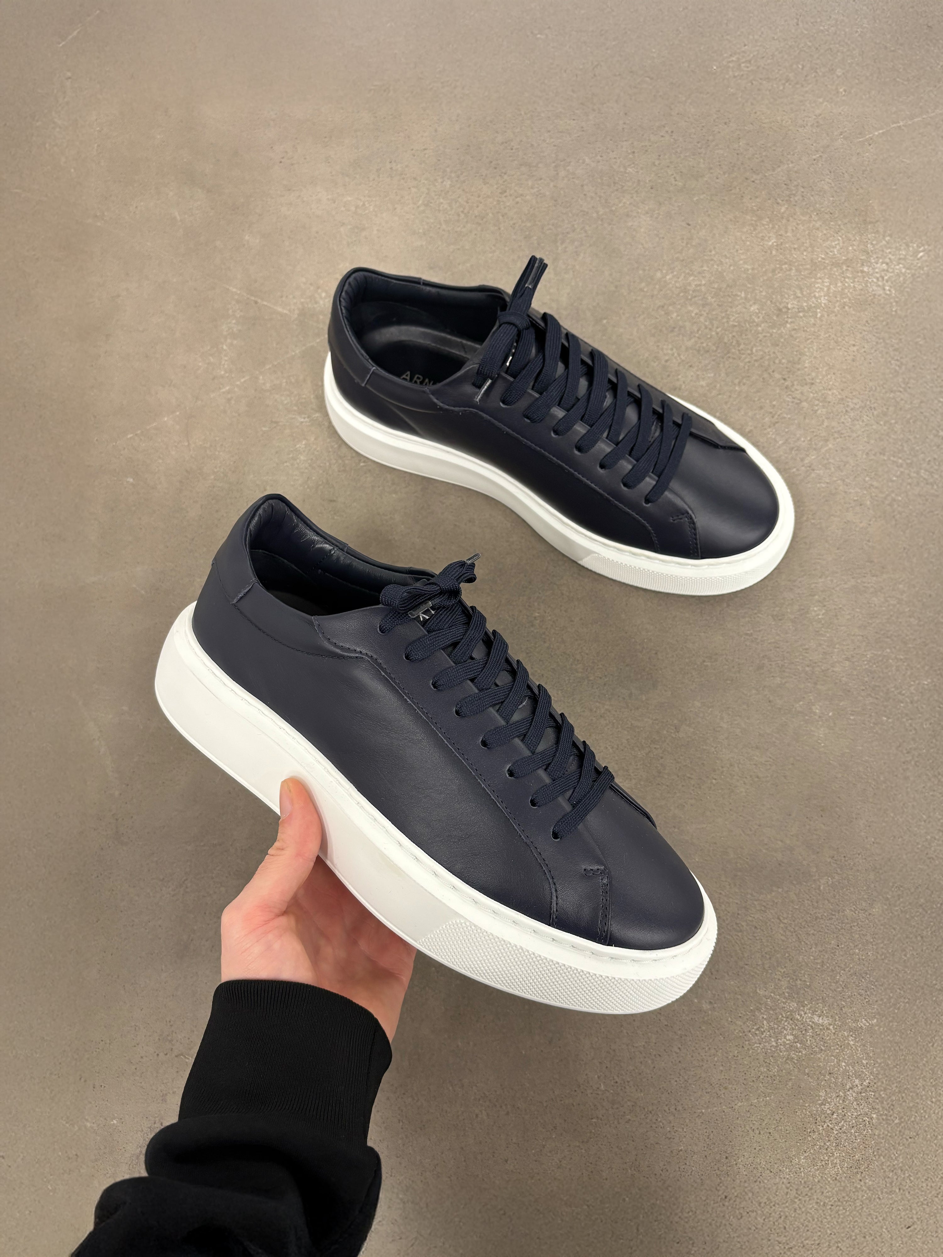 Essential Leather Trainer in Navy