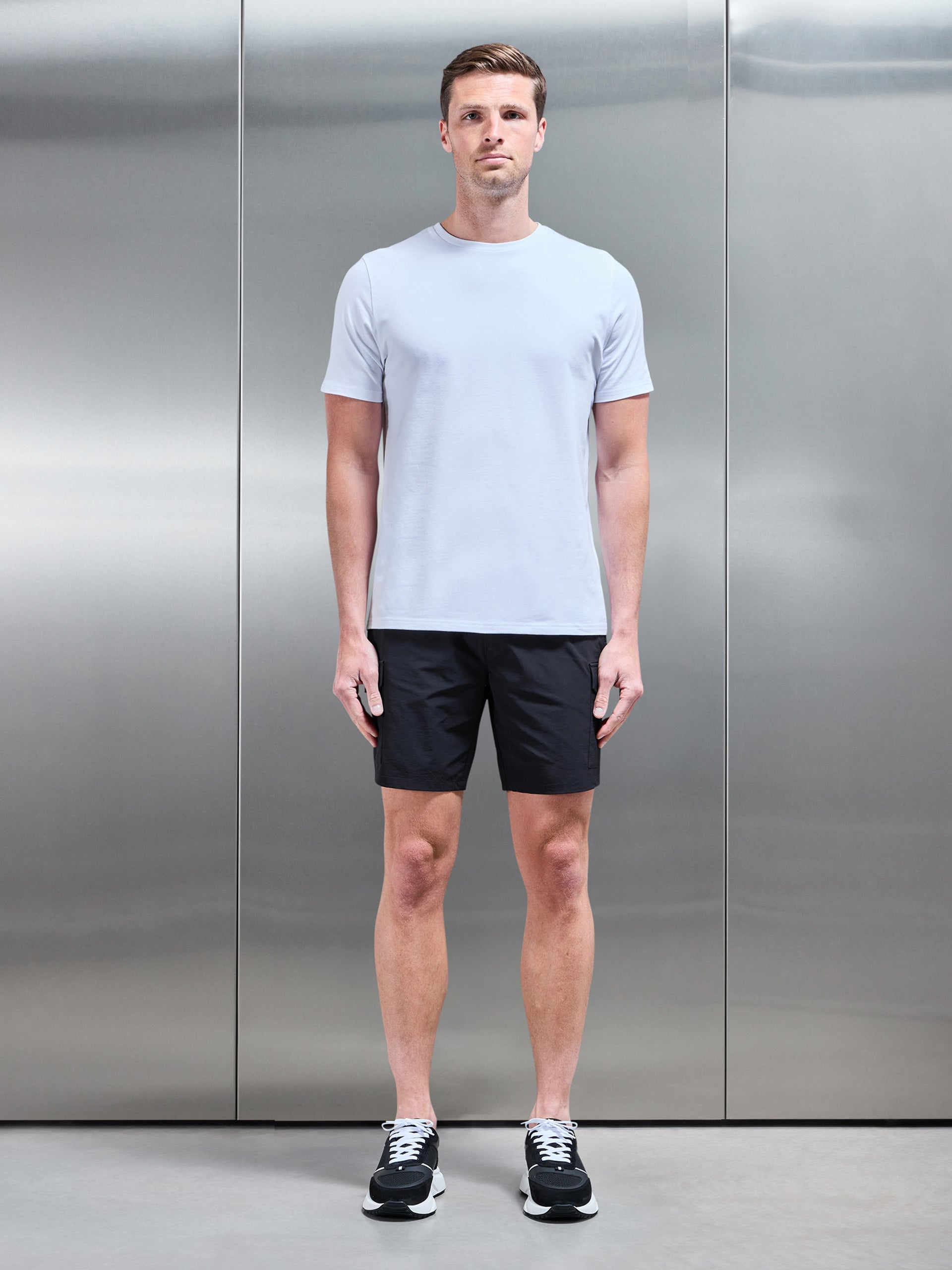 Flat Pocket Technical Cargo Short in Black