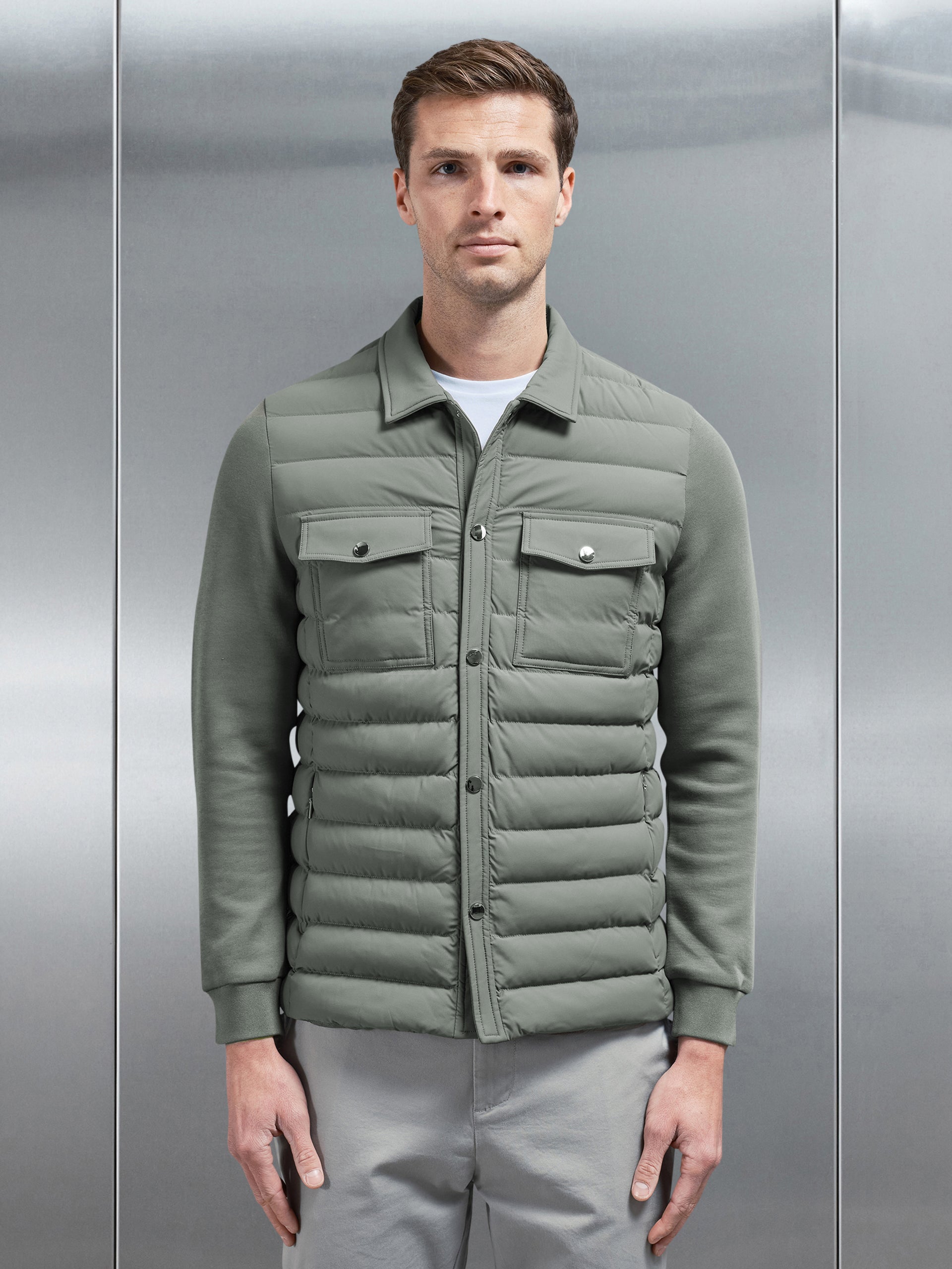 Hybrid Quilted Overshirt in Sage