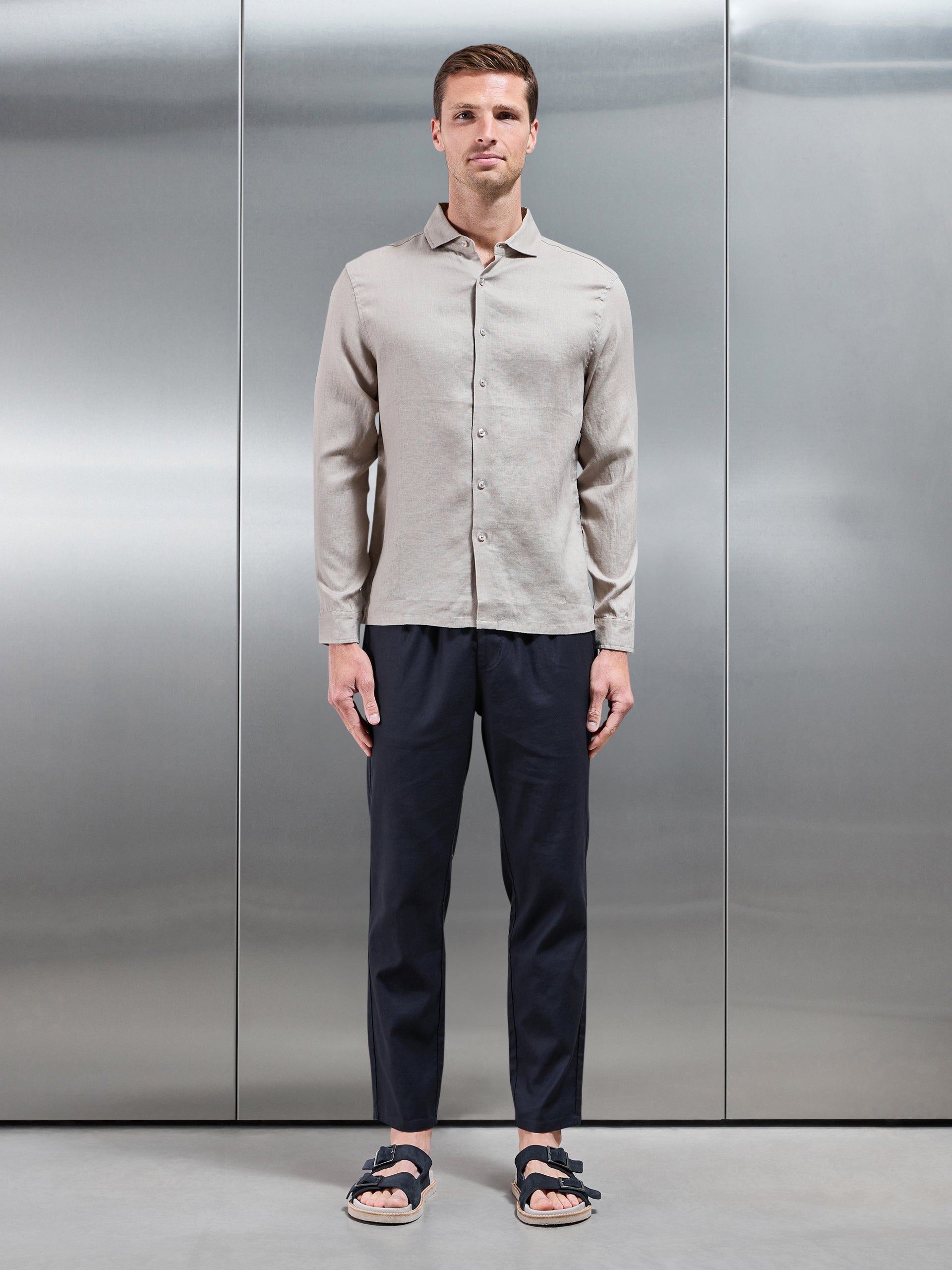 Linen Drawstring Trouser in Navy