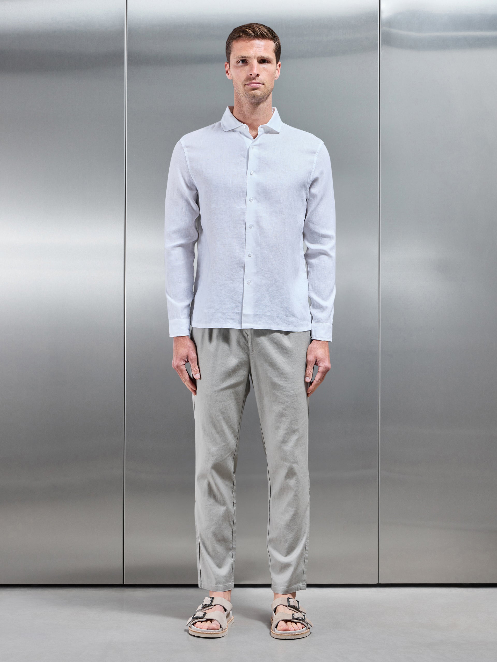 Linen Drawstring Trouser in Stone