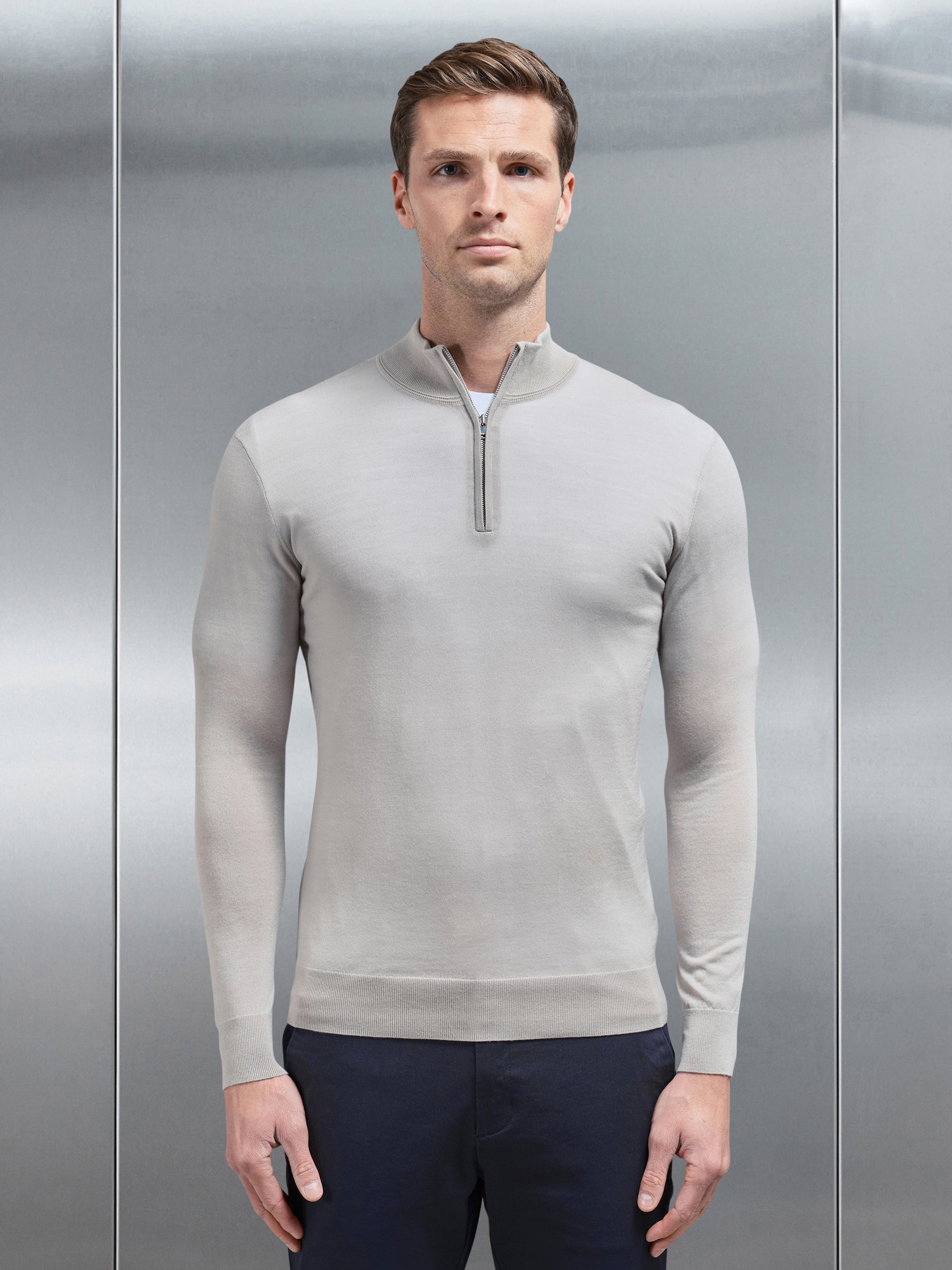 Merino Wool Funnel Neck in Stone