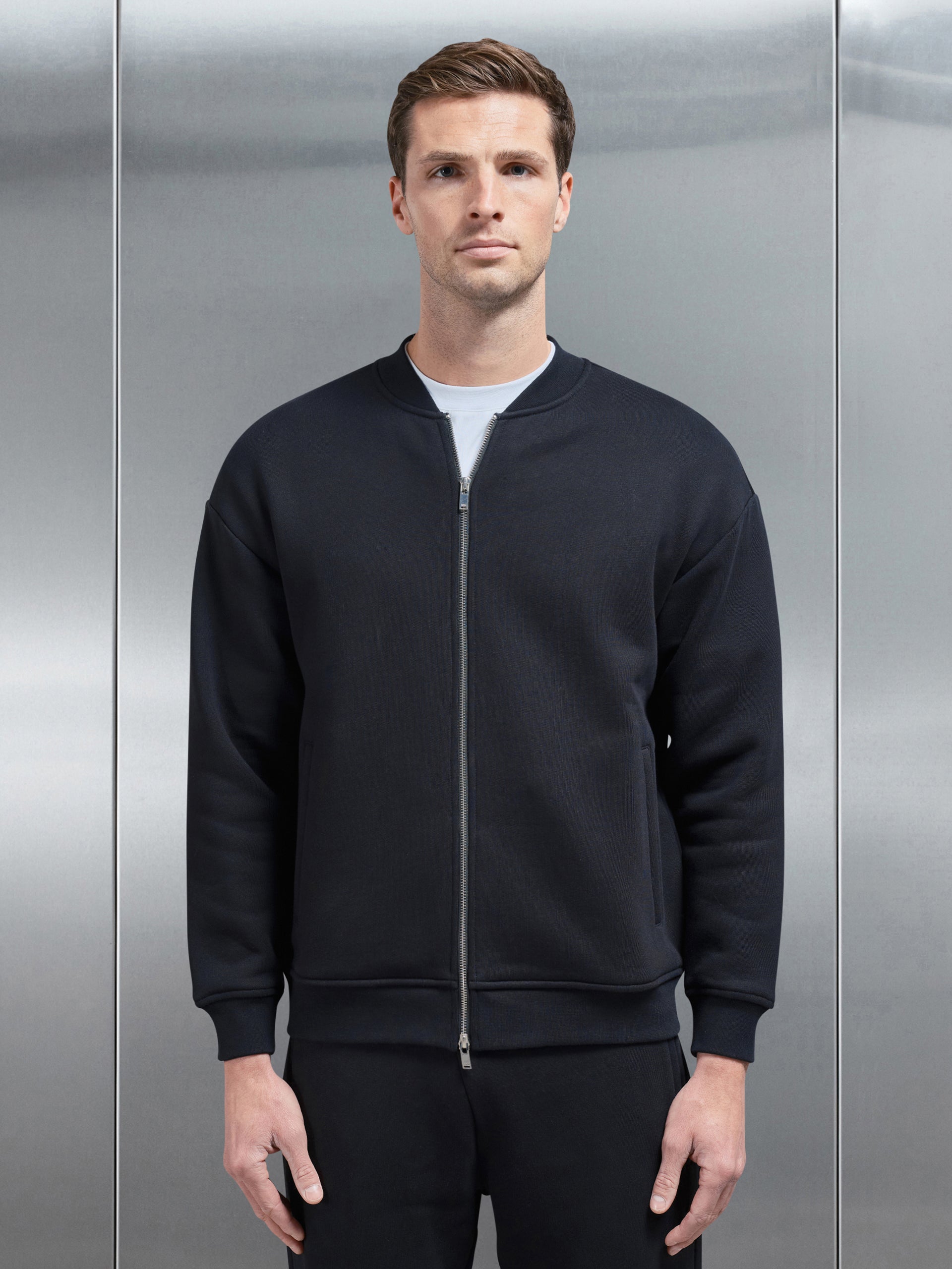 Relaxed Fit Bomber Jacket in Black