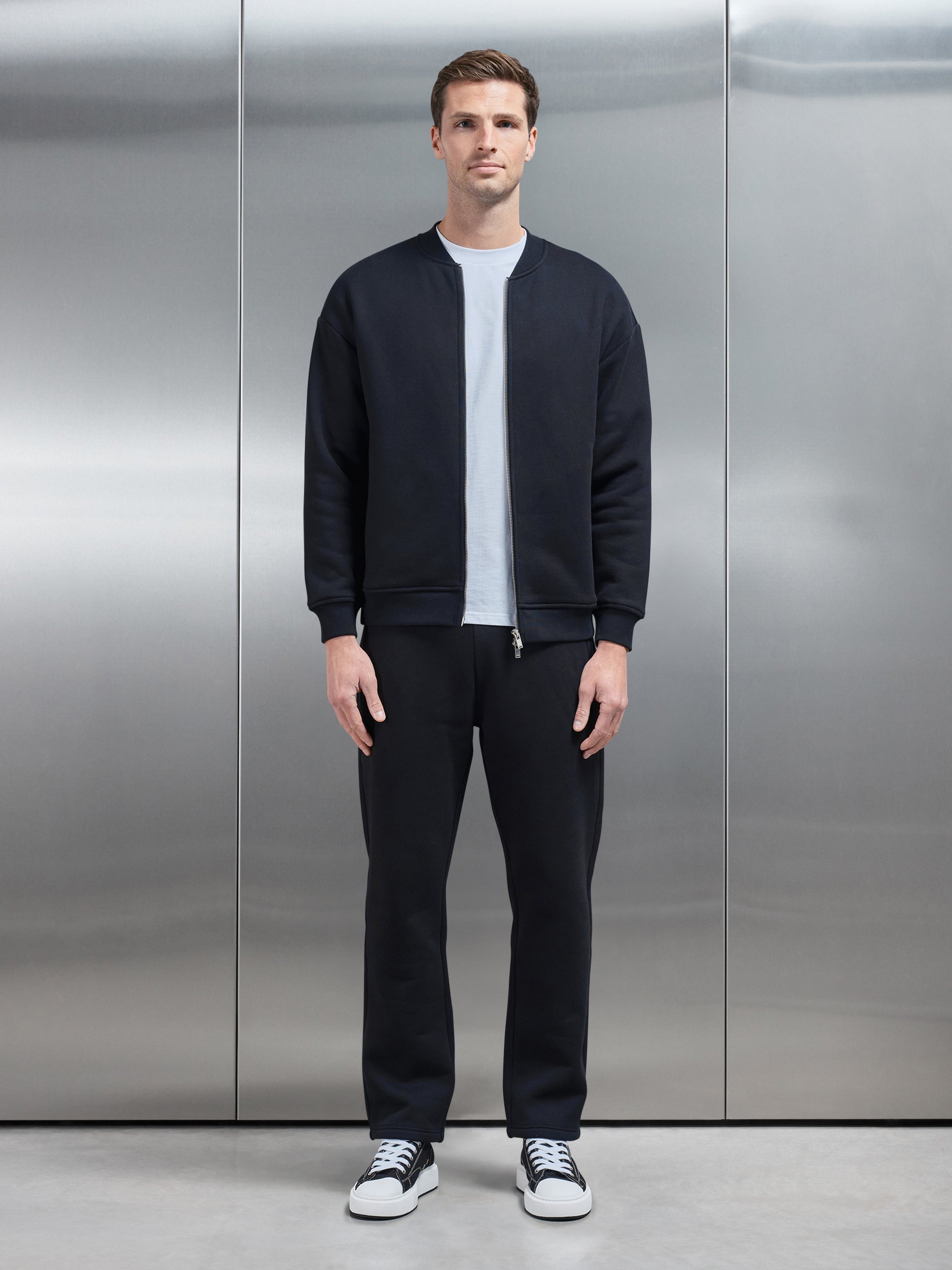 Relaxed Fit Bomber Jacket in Black