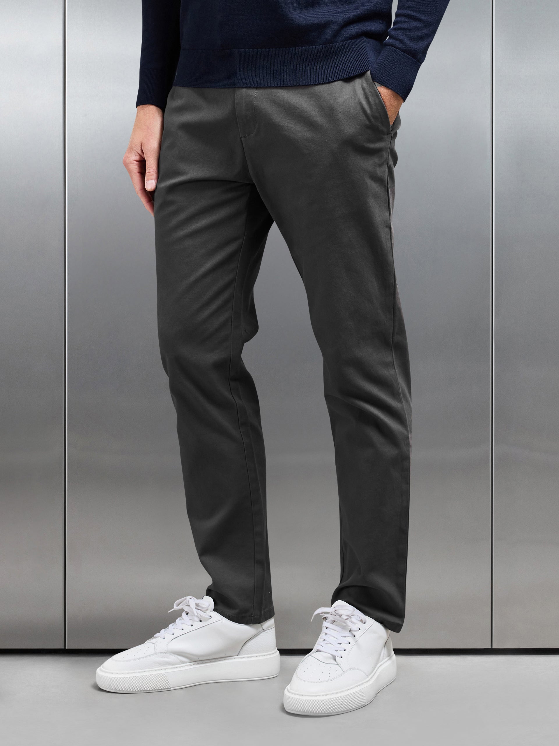 Relaxed Fit Chino Trouser in Grey