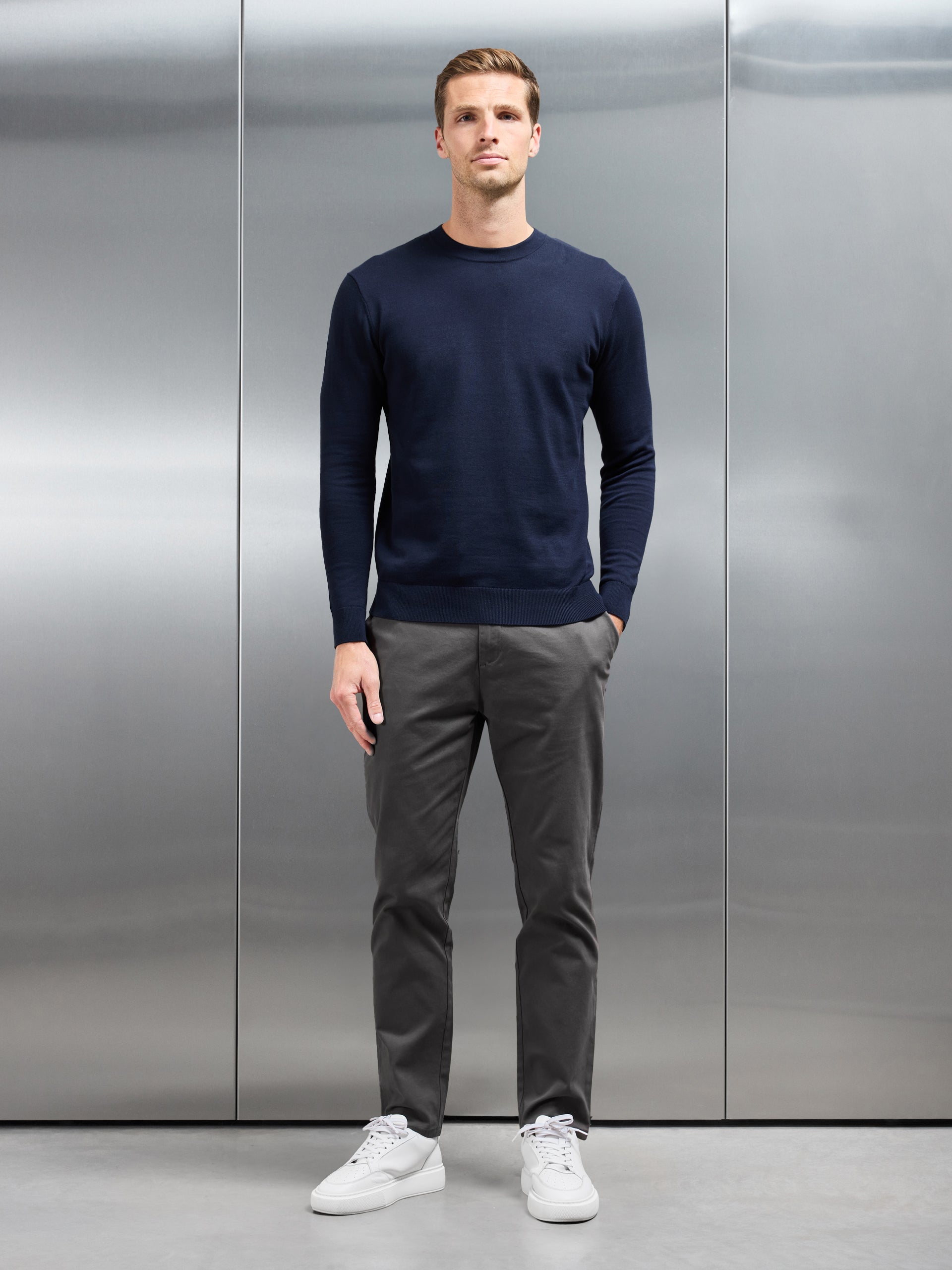 Relaxed Fit Chino Trouser in Grey