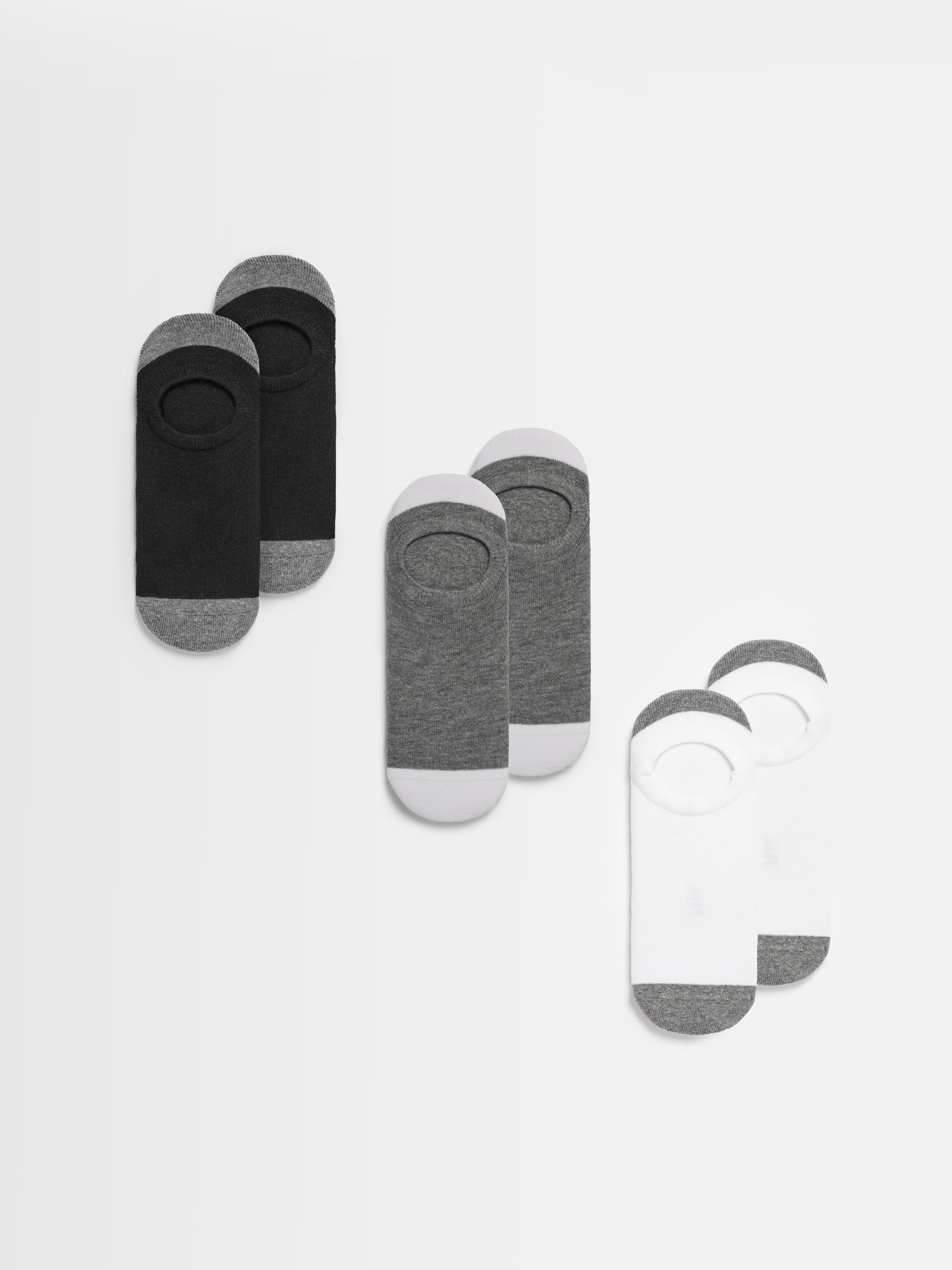 3 Pack ARNE Invisible Socks in Black White Grey