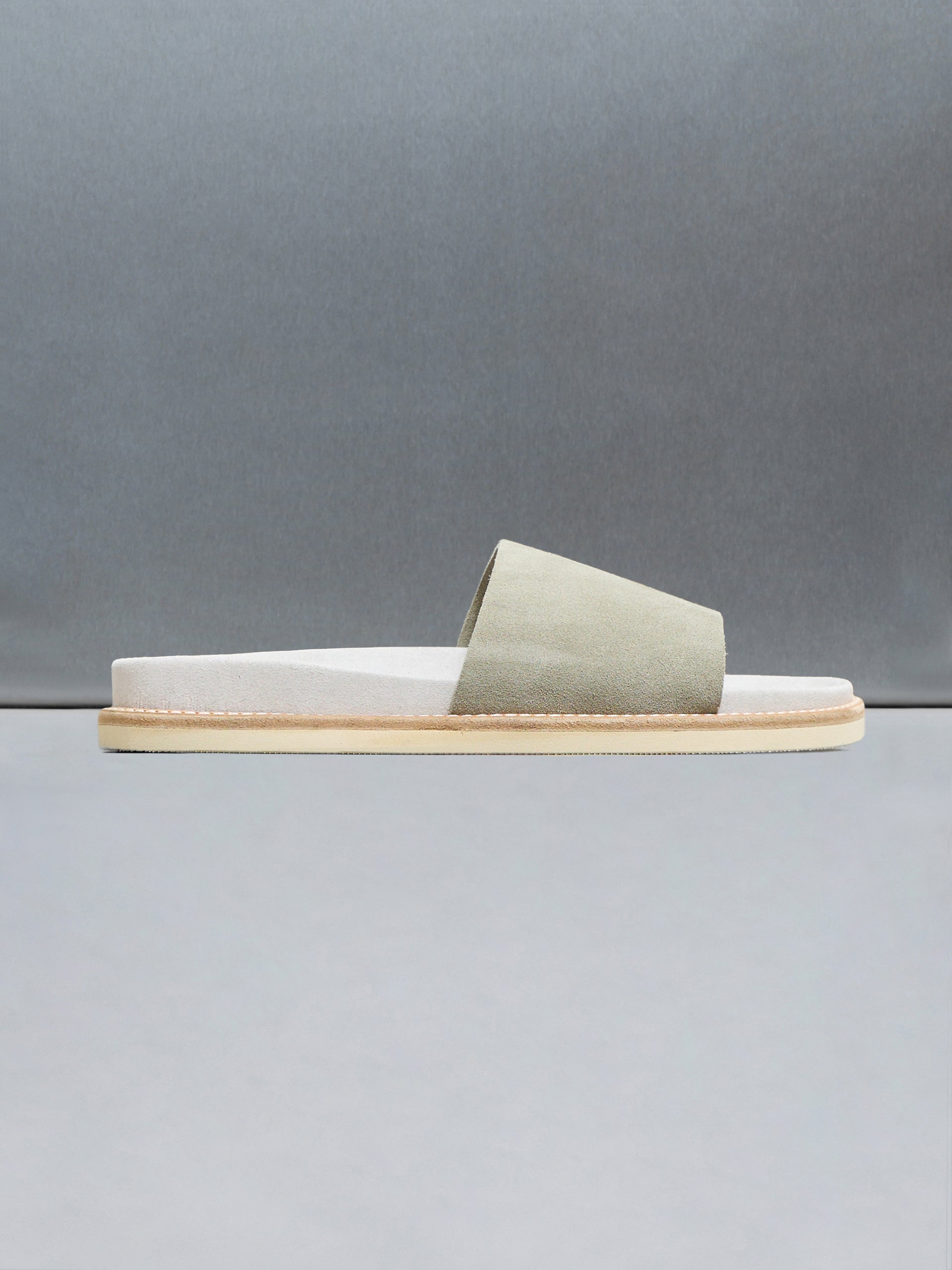 Suede Slides in Olive