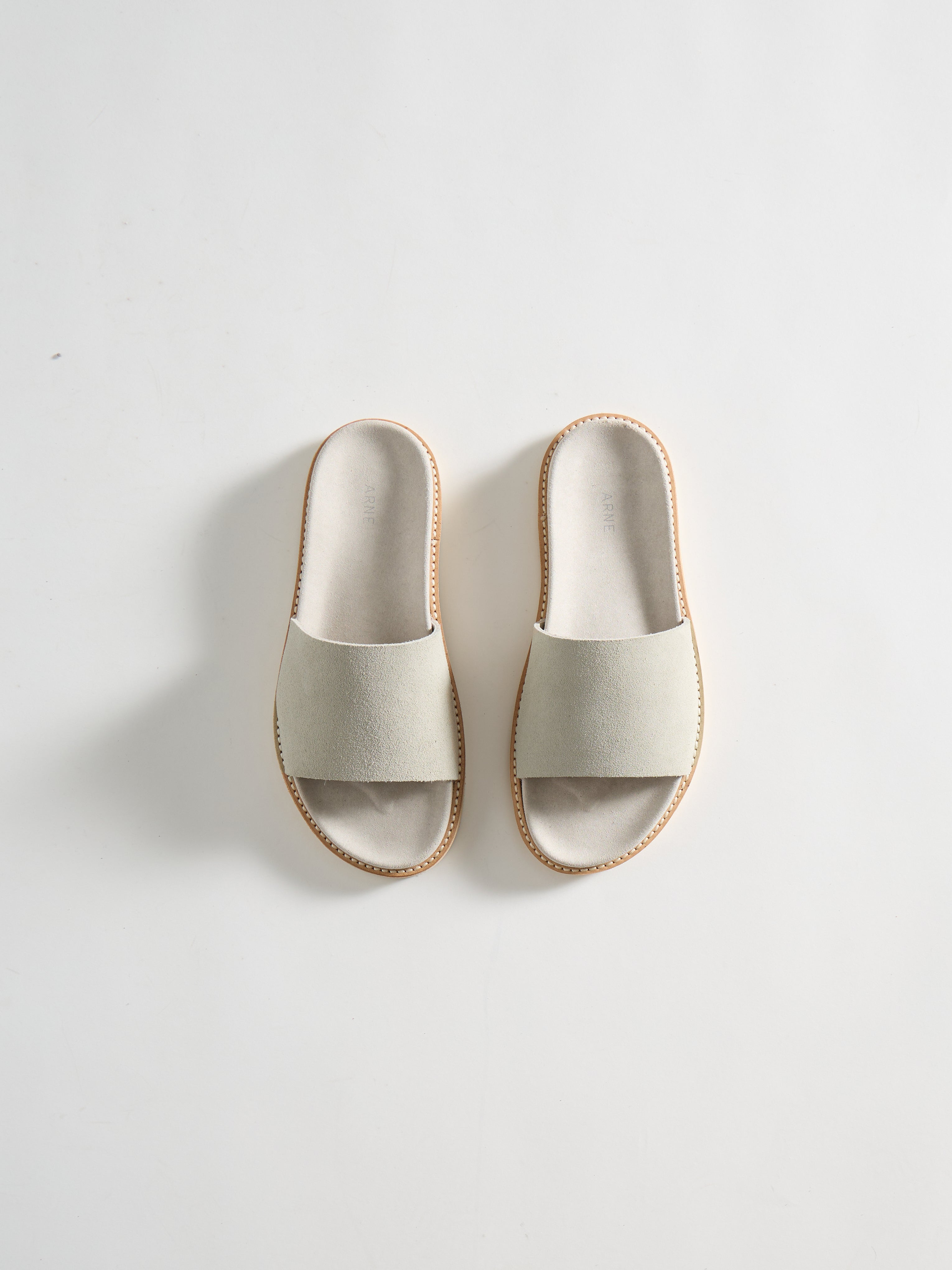 Suede Slides in Stone