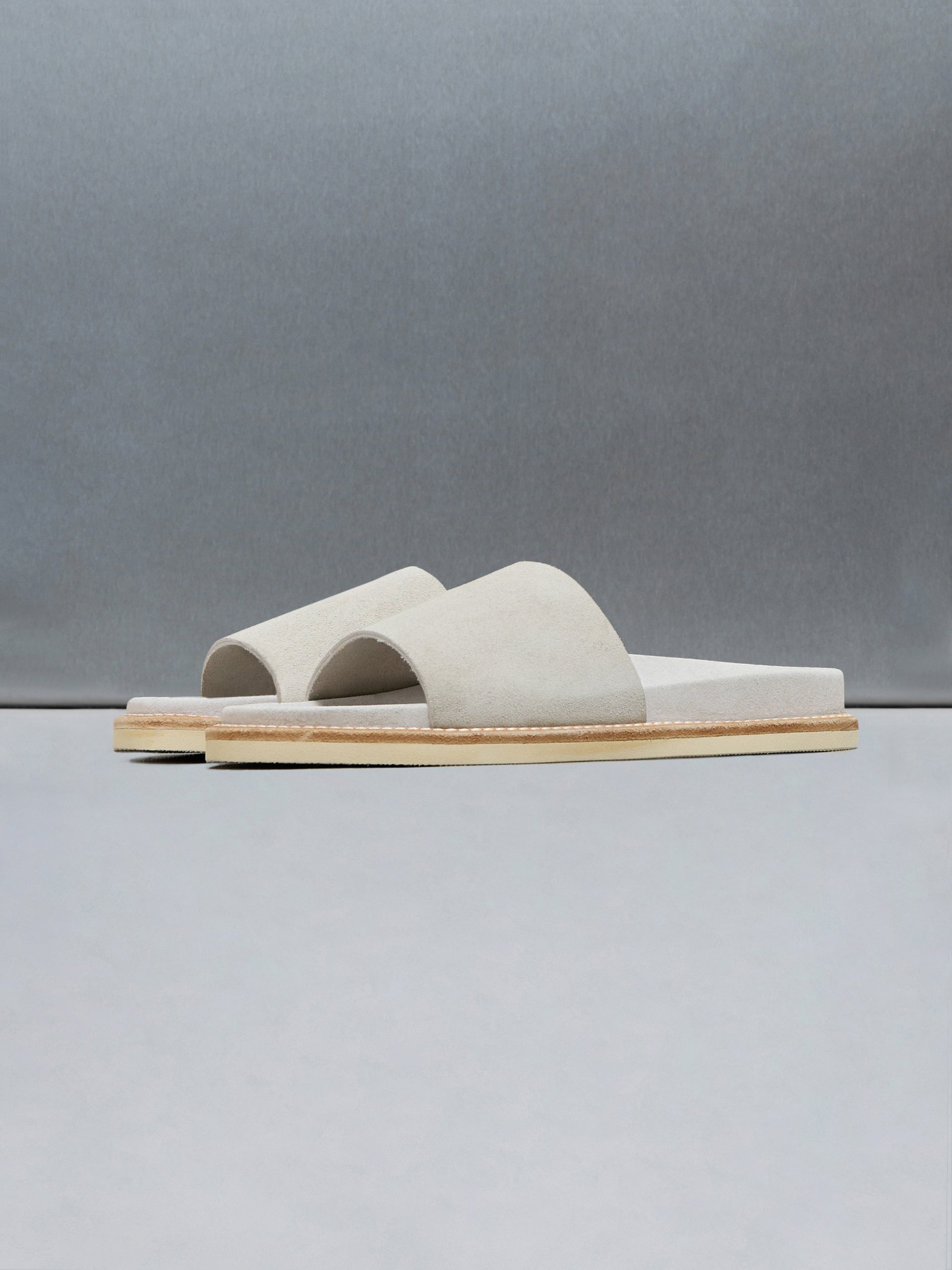 Suede Slides in Stone