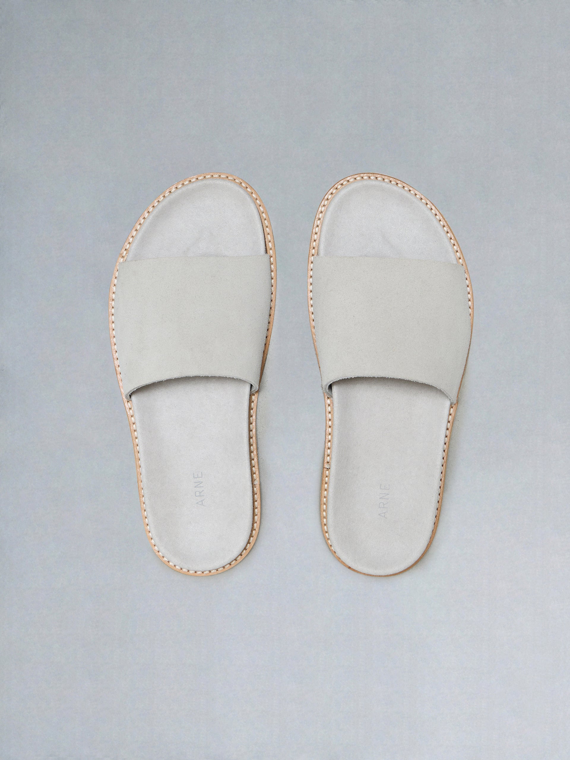 Suede Slides in Stone