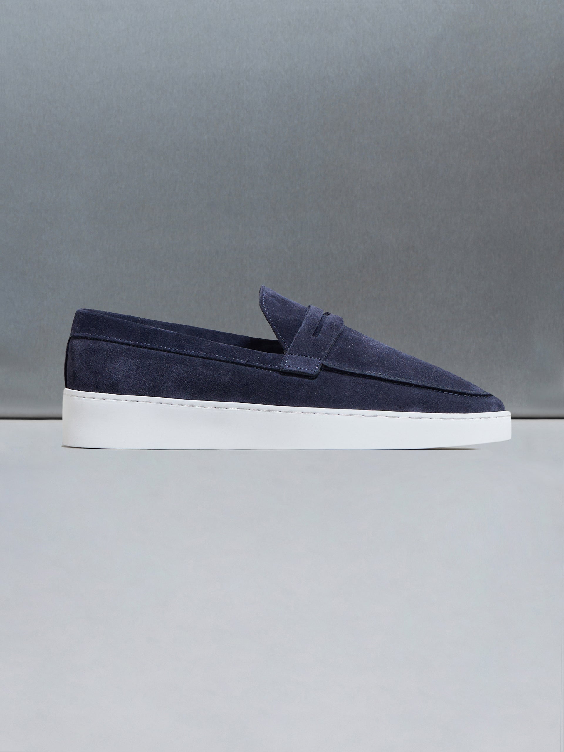 Suede Strap Loafers in Navy